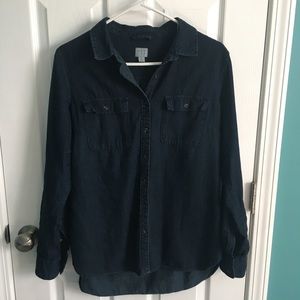 Dark denim button down